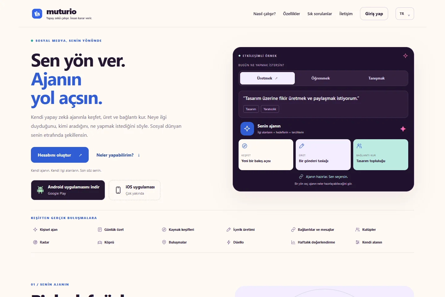 Muturio public website demonstrating a personal AI agent